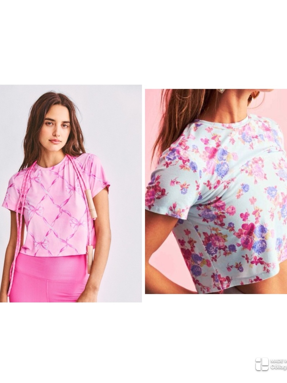 LoveShackFancy x Beach Riot set of 2 cropped t-shirts size medium